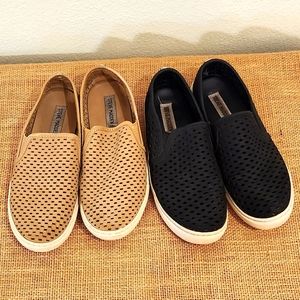 Steve Madden Perforated Suede leather Slip on Sneakers x2